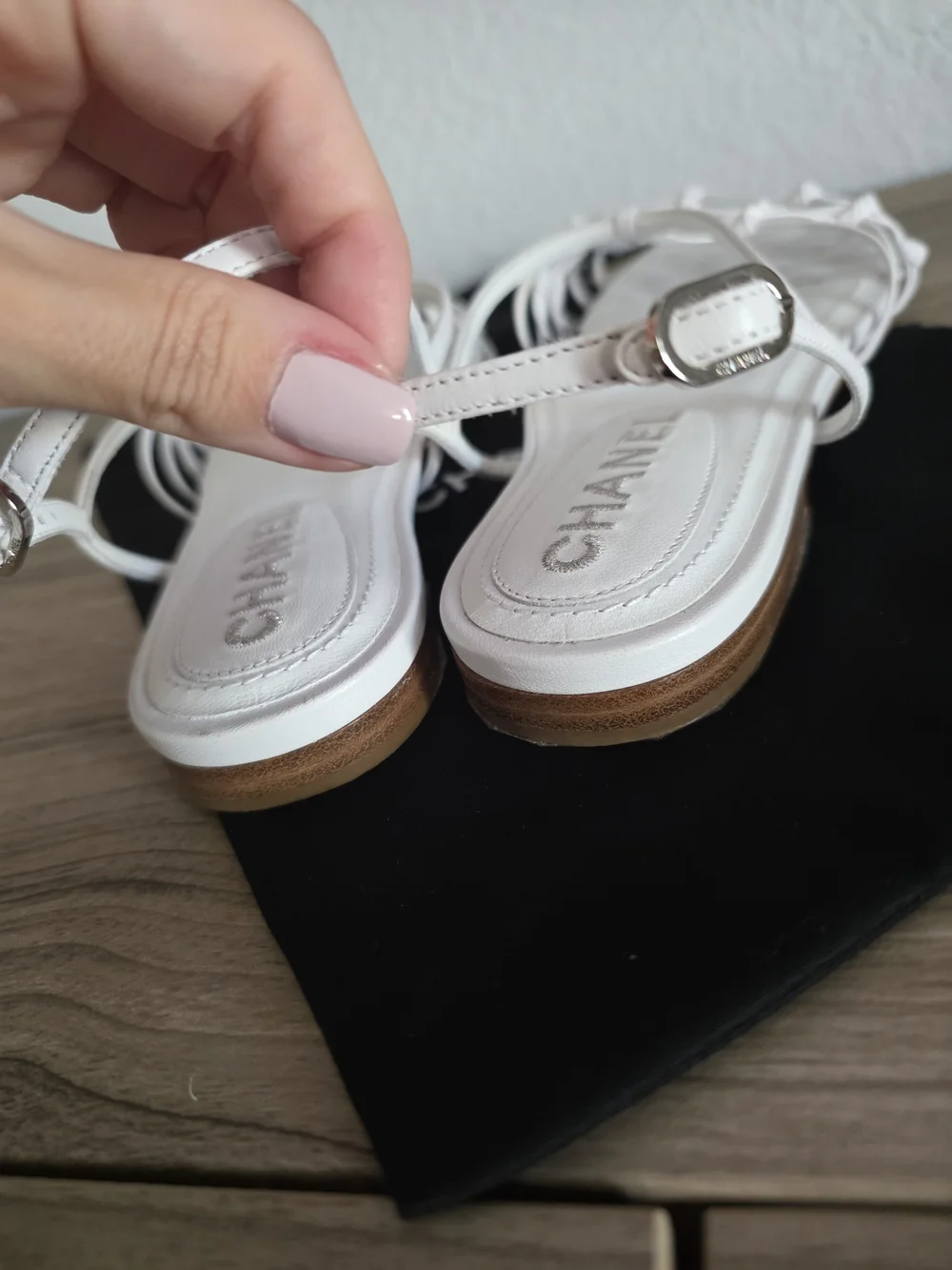 Chanel Strappy Sandals Size 37.5 Us Size 7